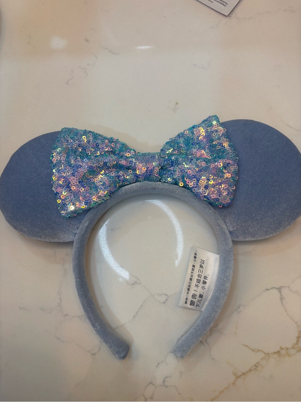 Disney Light Blue Sequin Bow Mouse Ear Headband